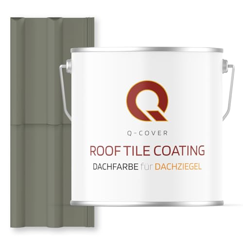 Q-COVER Vernice per tetto, grigio cemento, RAL 7033, 5 l, resistente alle intemperie, resistente ai raggi UV, elastica, per tegole di cemento, Eternit, ristrutturazione