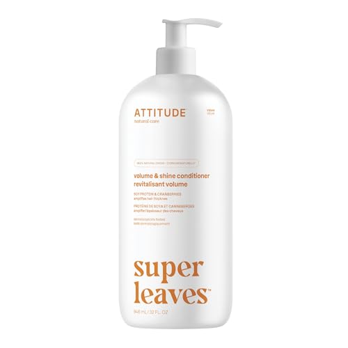 ATTITUDE Volume and Shine Hair Conditioner For Thin Hair Naturally Derived Ingredients Vegan Detangler Dermatologically Tested Soy Protein & Cranberries 32 Fl Oz