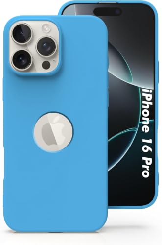 Image of Elzzi Microfiber Cover Compatible for iPhone 16 Pro Case Liquid Silicone Cases Shockproof Cover Back Cover with High Raised Camera Lips (6.3 inch, Aqua)
