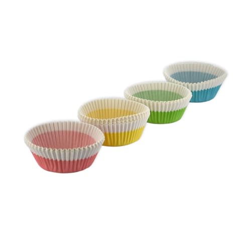 Zenker 684848 Lot de 100 barquettes alimentaires jetables, moules à muffin, moule à gâteau, barquettes jetables, Papier, Jaune, Rose, Bleu, Vert, 5 cm