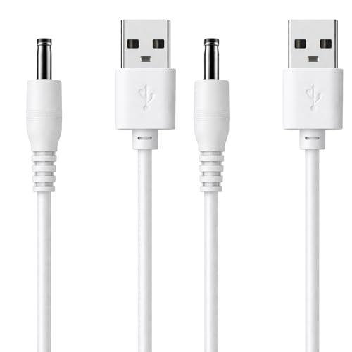 ZENTROX 2-Pack Replacement USB Charger Cable for Flawless Pedi Electronic Pedicure Tool,6ft USB to DC Barrel Cable for Feet File & Callus Remover