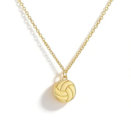 Ascona 14K Gold Plated Softball/Soccer/Volleyball/Basketball/Football Necklace for Women Teens Dainty Cute Necklaces Trendy Stuff Sports Accessories Jewelry Easter Gift for Teenage Coach Players