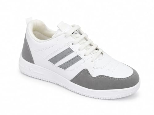 Generic Men's Casual Lace-Up Sneakers, White and Green Striped, - Image 2