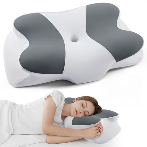 Image of DONAMA Cervical Pillow for Sleeping, Contour Memory Foam Pillow for Neck and Shoulder Support, Ergonomic Neck Pillow for Side Back Stomach Sleepers, Bed Pillows with Cooling Pillowcase