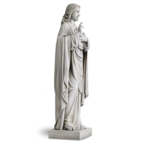 Estatua Grande Sagrado Corazón de Jesús 24.7 pulg miniatura 3