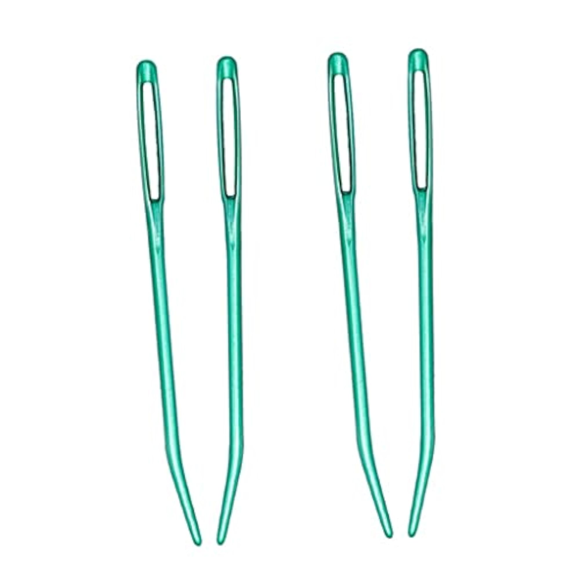 Aluminium Large-Eye Bent Tip Tapestry Darning Needles, 4pcs