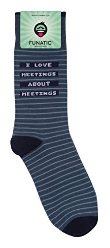 I Love Meetings About Meetings Novelty Crew Socks | One Size Fits Most | Best Funny Unisex Gift for Men Women | Fun Party Present with Saying | Perfect Humor for Manager, Supervisor, Coworker, Friend