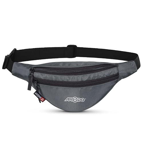 Image of Aprodo Chest & Waist Bag for Men and Women, Hands-Free Fanny Pack Bumbag with 3 Zippered Pockets, Easy Carry Phone Wallet & Cards Beltbag for Sports, Travel, Jogging, Cycling and Workout (Grey)
