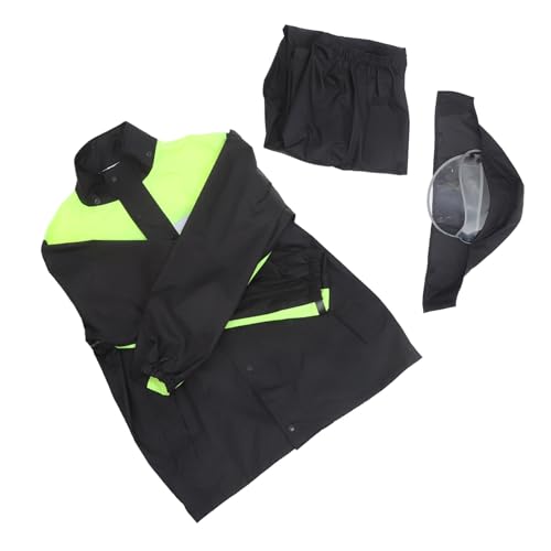 OUNONA Men's Rain Gear Motorcycle Rain Jacket and Pants Set Windproof Waterproof Black and Green 3xl