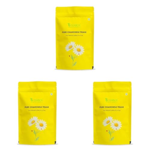 Image of Teabox Premium Pure Chamomile Flowers Tea - 30g | Caffeine Free Herbal Infusion | Vegan | Non-Bitter - GMO Free (Pack of 3)