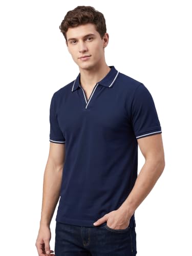 Image of XENOVAURBAN Polo t Shirt for Man | Striped Pattern Mens Cotton Polo Neck T-Shirt with Collar | Regular fit | Breathable and Soft - Polo-Striped-P