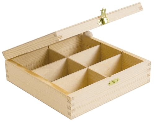 Boite à thé compartimentée bois tisane rangement sachet 21.2cm - 2