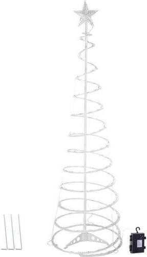 Yescom 5ft LED Spiral Tree Light Cool White 182 LEDs Battery Powered Indoor Outdoor Holiday Christmas Decoration Lamp