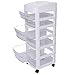 7 Tiers White Cart Storage Tower with 6 Clear Drawers, Rolling Drawer Storage Cabinet with 4 Universal Wheels, 34.2