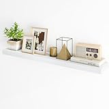 Fun Memories Floating Shelves for Wall, 48Inch Long Floating Shelves Set of 1, Hanging Shelf with Invisible Brackets, Wood Shelves for Living Room, Bedroom, Kitchen, White