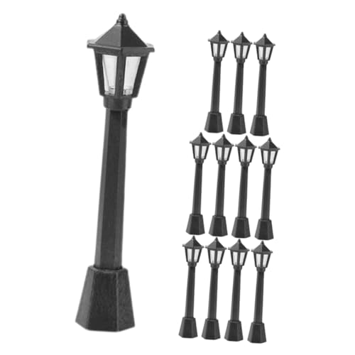 FUNOMOCYA 12 Piezas Farolas Miniatura Decorativas para Jardín y Maquetas de Lámparas de Calle de Mini Luces para Paisajes Exterior y Decoración de Casas Miniatura