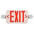 Red Exit Sign with Emergency Lights, Two LED Adjustable Head Emergency Exit Light with Battery Backup, Commercial Exit Signs for Business, UL-Listed, 6 Pack