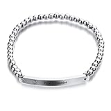 Stainless Steel 4mm Bead Ball Medical Alert Id Type 1 Diabetes Bracelets | Customized Stretch Medical Bracelet For Women |Customized Engraved Medical Bracelet For Free 7.5 Inch