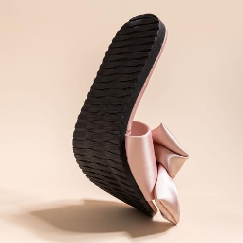Premium Luxury Satin Silk All Seasons Comfort Bow Knot Women's House Slippers Non Slip Indoor Soft Home Slip On Shoes3