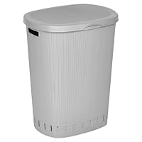 URBNLIVING 65L Laundry Basket Dirty Washing Clothes Linen Bin Basket with Line Design & Lid (Grey)