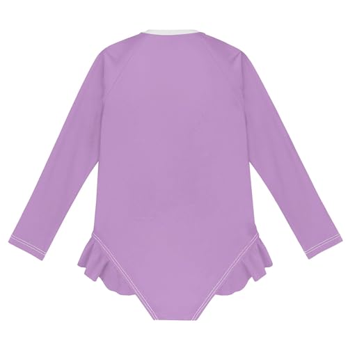 Lavender Blue Baby Girl Bathing Suit Long Sleeve UPF 50+ One Piece Toddler Swimsuit Size 4t2