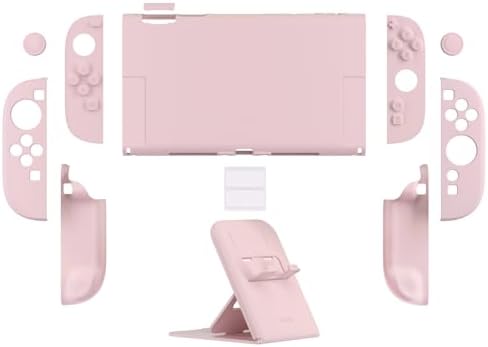 PlayVital for Switch 2 Protective Case with Stand & Thumb Grips, Dockable Hard Shell Grip Cover for Nintendo Switch 2 Accessories, Anti-Scratches Shockproof Case, Solid Color - Cherry Blossoms Pink - 1