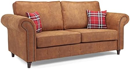 Honeypot - Sofa - Oakland - Faux Leather - 3 Seater - 2 Seater - Chair - Tan Suede - Cushions Included (3+2)