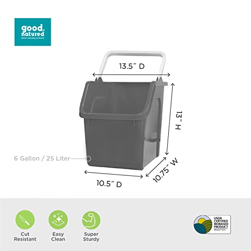 Good Natured Handy Tote Organizer, 6 Gallon / 25 Liter – Stackable Storage Bin With Handle For Kitchen, Closet, Garage, Bathroom Or Classroom – Plant Based, Bpa-Free Storage Basket In Graphite #TOP5