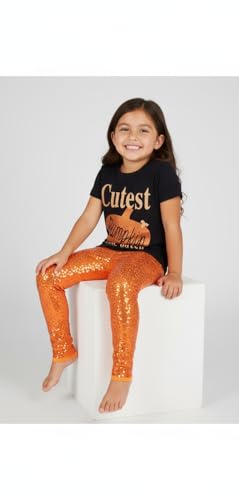 Image of Unique Baby 2 Piece Girls Printed Leggings Outfit with Short Sleeve Shirt Kid and Toddler Clothes Set