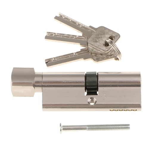 Serrure à cylindre de 90 mm avec bouton tournant en aluminium brossé - 4