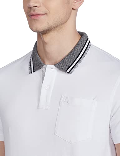 Image of Parx Men's Cotton Polyester Blend Jacquard Pattern Regular Fit Rib Collar Polo Neck Half Sleeve Casual T-Shirt