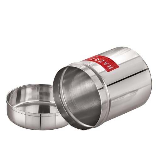 Image of HAZEL Stainless Steel Container /Ubha Dabba /Jar with Lid | Airtight Kitchen Storage | Small Steel Canister 150 ml | 6 cm Dia