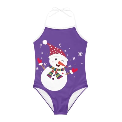 Image of Christmas Kids One-Piece Halter Swimsuits Beach Swimwear Bathing Suit for 3-10 Years Girls