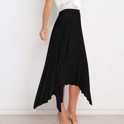 Pleated Skirts Women High Waisted Flowy Skirts Dressy Casual Skirts High Low Summer Skirt Asymmetrical Midi Skirts2