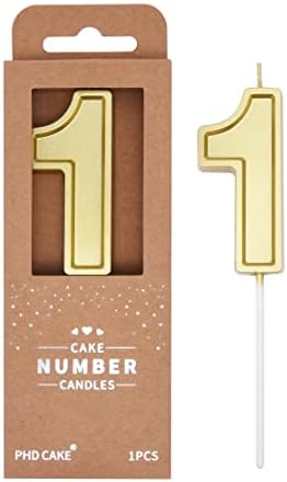PHD CAKE 2.76インチ 豪華なゴールド 1数字 バースデーキャンドル ゴールドナンバーキャンドル ケーキナンバーキャンドル パーティーお祝い
