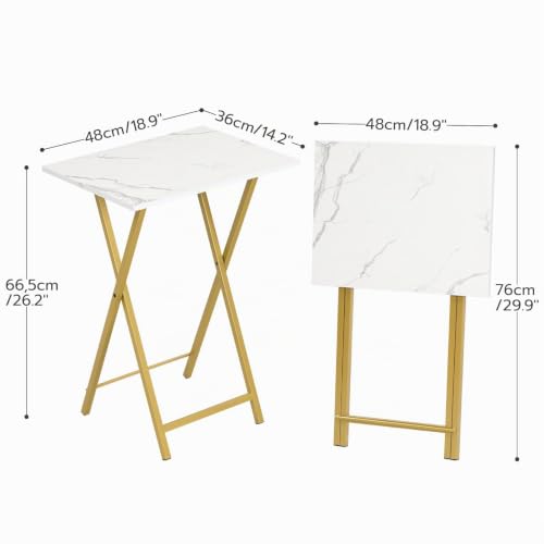 HOOBRO Beistelltisch Klappbar, Kleiner tabletttisch, TV Tray 2er Set, klapptisch Snack Tisch Industriestil, Sofatisch für kleinen Raum… – Ansicht 3