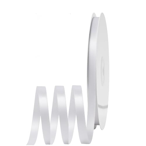 Yayafunfun Satinband Weiß 6mm, 91m Geschenkband