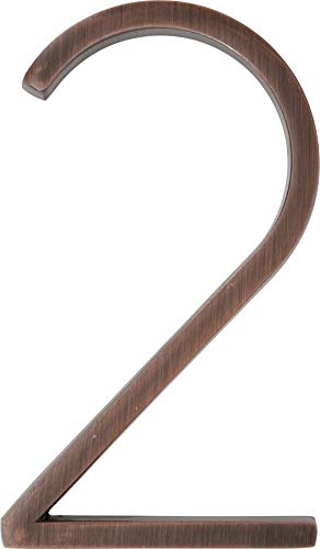 Distinctions 844687 House Number 2, Bronze Zinc Floating Address Number, Modern Outdoor Address Sign for Front Door, Mailbox, Wall, or Plaque, 5 Inches