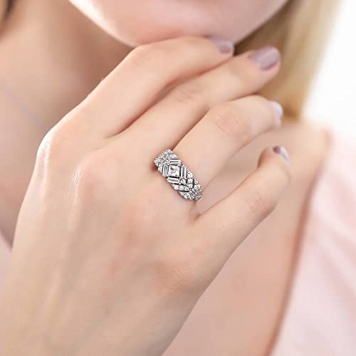 Berricle Sterling Silver Bar Cubic Zirconia Cz Art Deco Fashion Ring For Women, Rhodium Plated Size 10 #TOP4