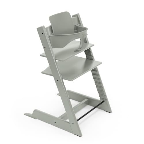 Stokke Tripp Trapp High Chair, Glacier Green - Includes Chair + Baby Set2 for Children 6-36 Months - Adjustable, Ergonomic & Easy to Clean