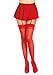 Dreamgirl Women's Sheer Thigh High with Backseam Socks, Red, One Size