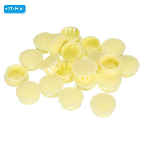 Image of PATIKIL 20Pcs 1 inch Hole Plugs, 1 inch /25mm Plastic Hole Plugs, 20Pcs Flush Type Round Hole Plugs Cover Snap in Locking Hole Tube for Table Kitchen Cabinet Furniture, Pale Yellow
