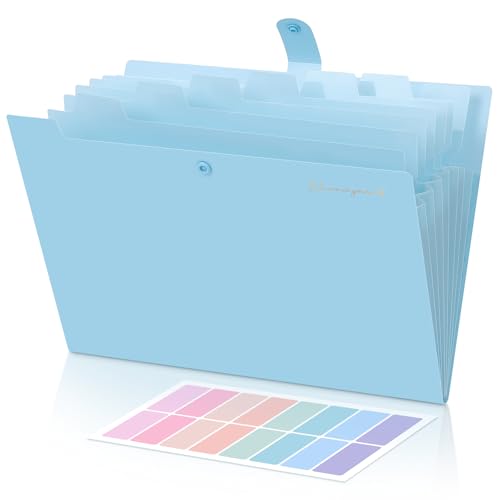 Image of SKYDUE Expanding File Folder with 5 Pockets, Accordion File Organizer,Portable Receipt Paper Documents Organizer,Letter Size Filing Folder School Office Supplies,Lightblue