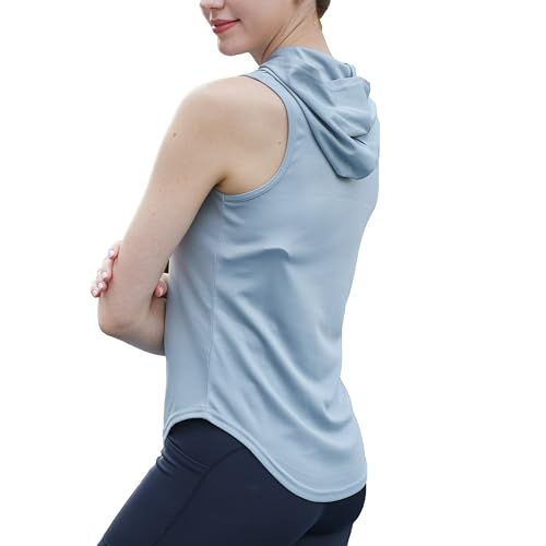 Womens Workout Hooded Tank Yoga Tops Running Shirts Quick Dry Gym Sleeveless Hoodie3