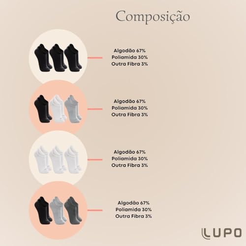 Kit Com 9 Pares De Meias Lupo Sport Soquete Invisível Original Ref. 3270