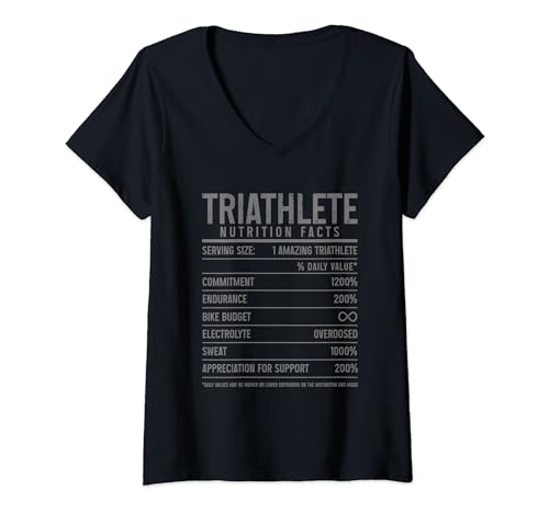 Triathlete Nutrition Facts Funny Swim Bike Run TRI Triathlon V-Neck T-Shirt