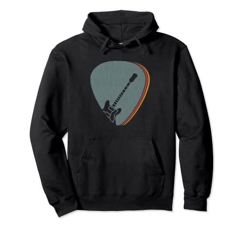 Regalo de guitarrista vintage retro, púa de guitarra Sudadera con Capucha