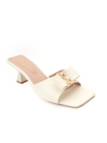 Image of DROP BOLD SQUARE TOE KITTEN HEEL WITH ELEGANT BOW DETAIL FOR WOMEN