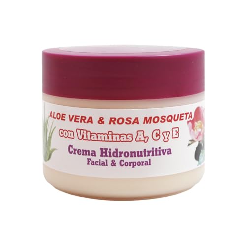Crema hidronutritiva facial y corporal con Aloe Vera puro de cultivo ecológico de las Islas Canarias, Rosa Mosqueta y vitaminas, 250 ml   Para una piel radiante  Bionatural 11320