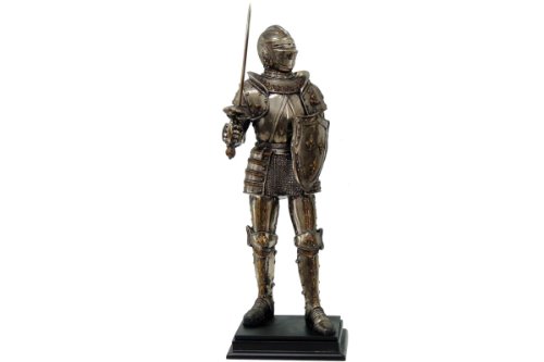PTC 16 Inch Medieval Knight with Sword and Shield Statue Figurine